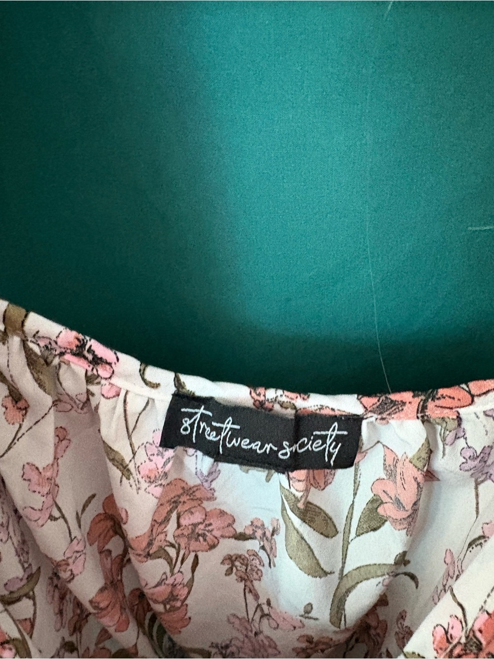 Streetwear Society White Floral Maxi Dress with Pink & Purple Print - Picture 3 of 7